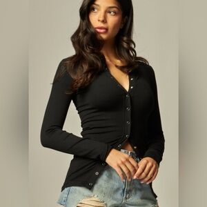 Love Poem Ribbed Full Snap Long Sleeve